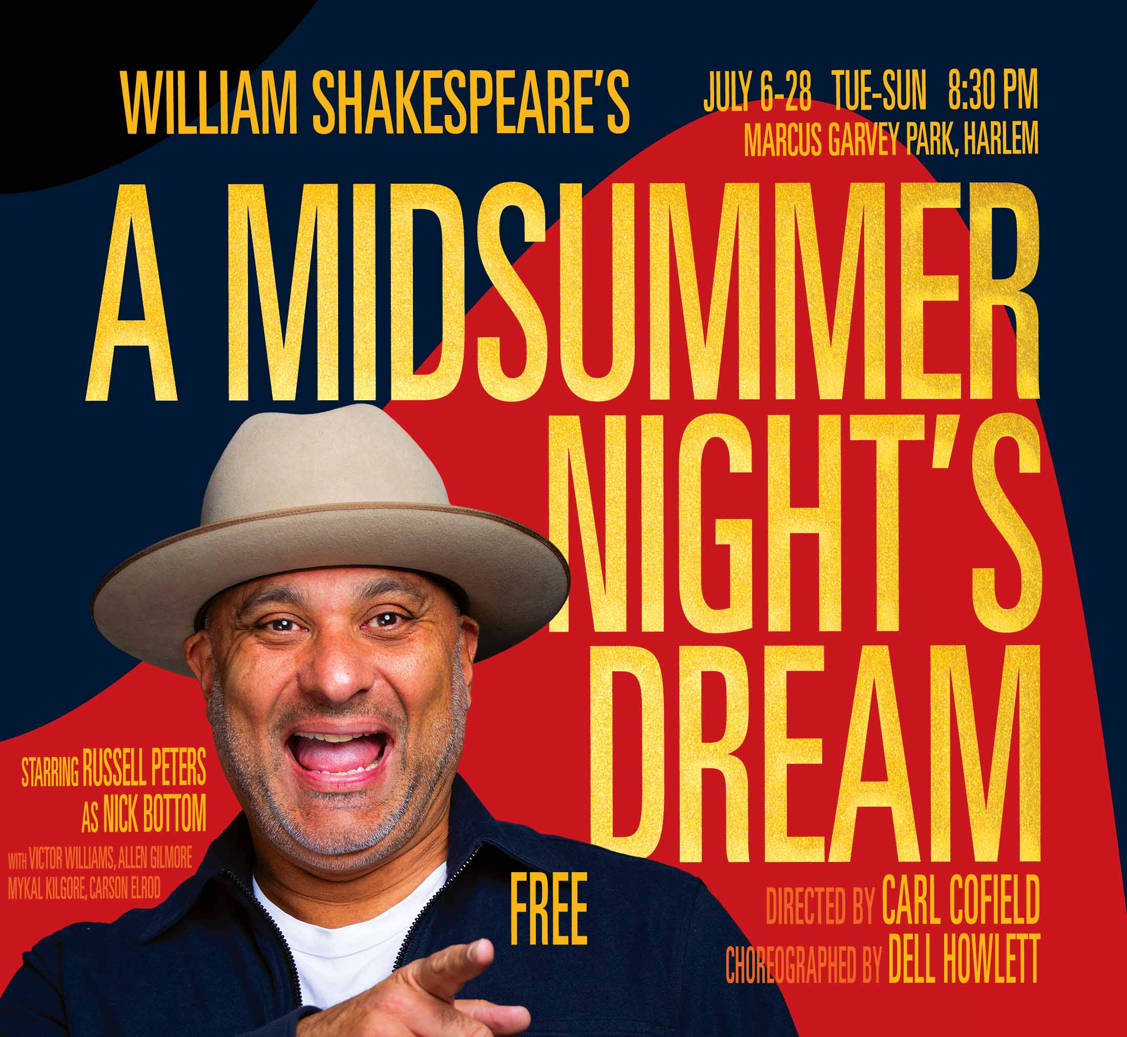 Poster art for CTH's "A Midsummer Night's Dream" featuring Russell Peters